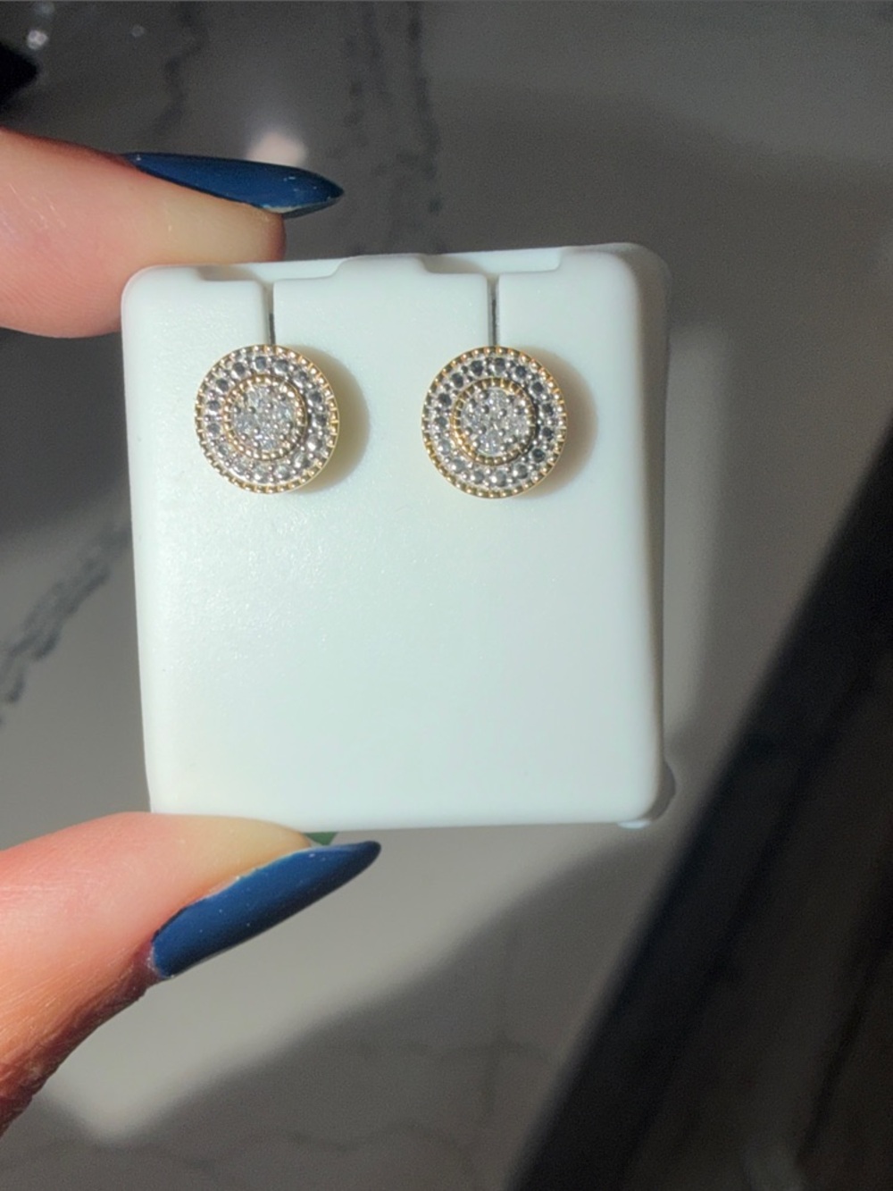 Gold Pavé Round Stud Earrings with Sparkling Crystals